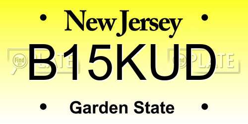 B15KUD New Jersey License Plate