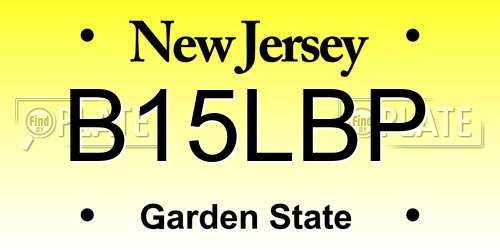B15LBP New Jersey License Plate