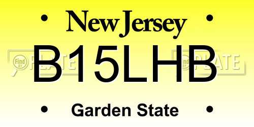 B15LHB New Jersey License Plate