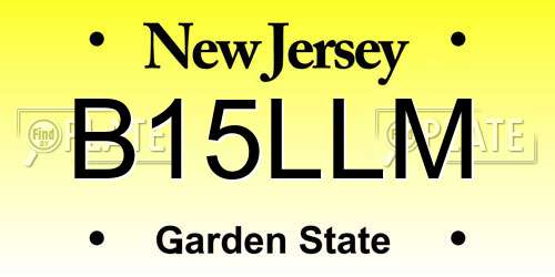 B15LLM New Jersey License Plate