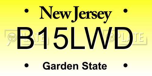B15LWD New Jersey License Plate