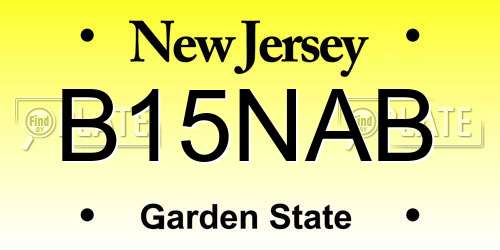 B15NAB New Jersey License Plate