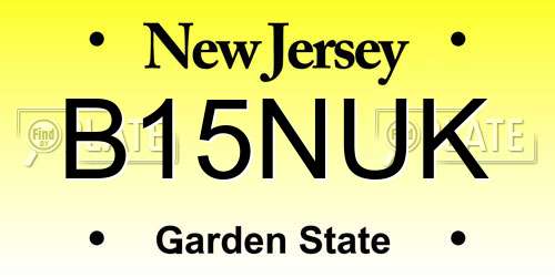 B15NUK New Jersey License Plate