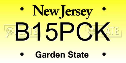 B15PCK New Jersey License Plate