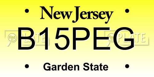 B15PEG New Jersey License Plate