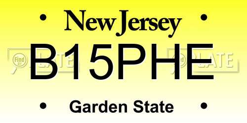 B15PHE New Jersey License Plate