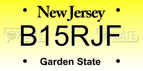 B15RJF New Jersey License Plate