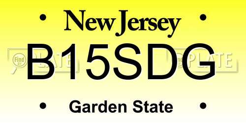 B15SDG New Jersey License Plate