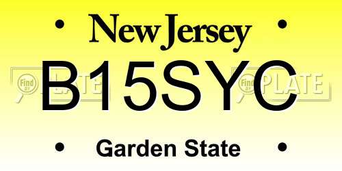 B15SYC New Jersey License Plate