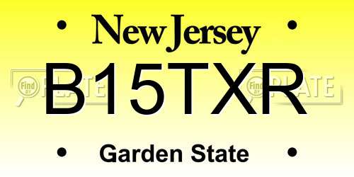 B15TXR New Jersey License Plate