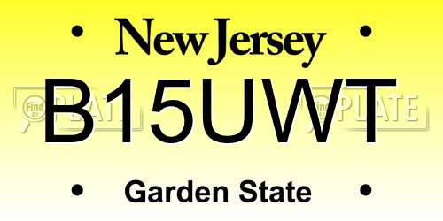 B15UWT New Jersey License Plate