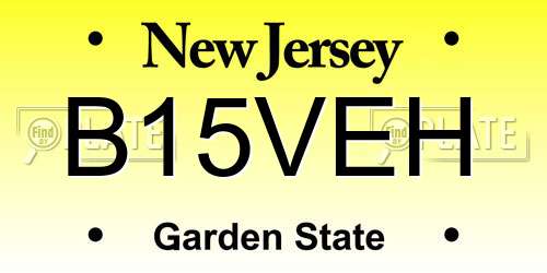 B15VEH New Jersey License Plate