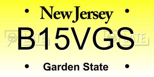 B15VGS New Jersey License Plate