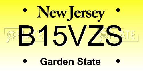 B15VZS New Jersey License Plate