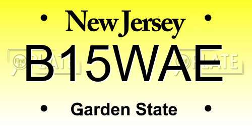 B15WAE New Jersey License Plate