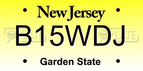 B15WDJ New Jersey License Plate