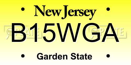B15WGA New Jersey License Plate