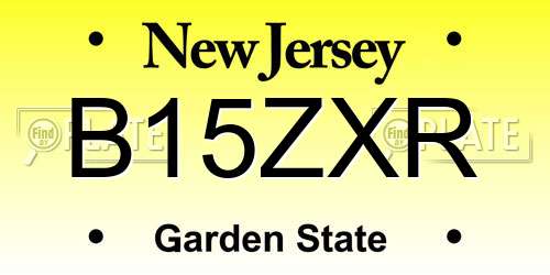 B15ZXR New Jersey License Plate
