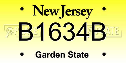 B1634B New Jersey License Plate