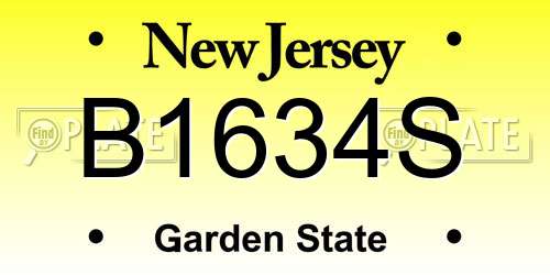 B1634S New Jersey License Plate