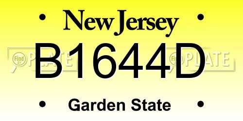 B1644D New Jersey License Plate
