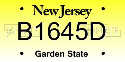 B1645D New Jersey License Plate