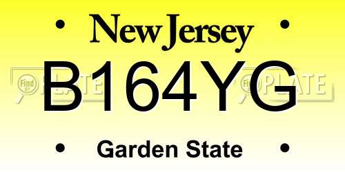 B164YG New Jersey License Plate