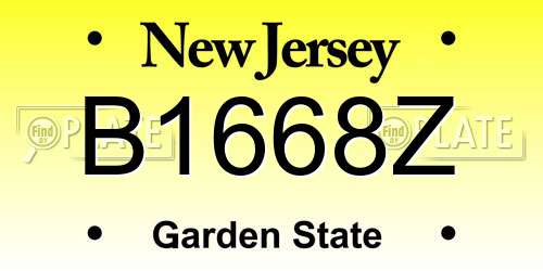 B1668Z New Jersey License Plate