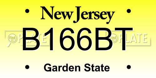 B166BT New Jersey License Plate