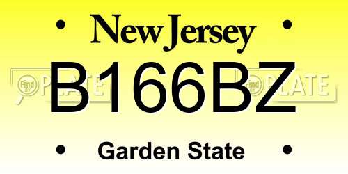 B166BZ New Jersey License Plate