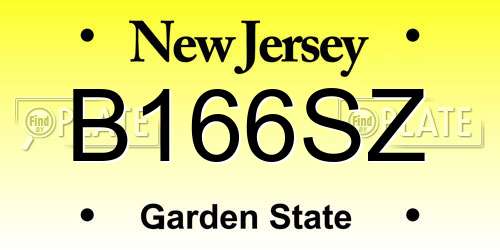 B166SZ New Jersey License Plate