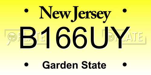 B166UY New Jersey License Plate