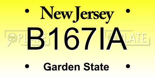 B167IA New Jersey License Plate