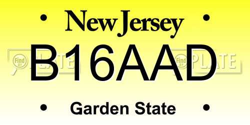 B16AAD New Jersey License Plate