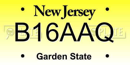 B16AAQ New Jersey License Plate