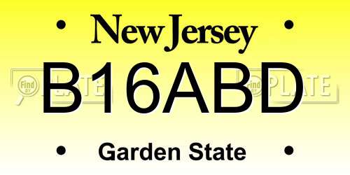 B16ABD New Jersey License Plate