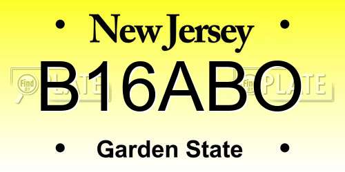 B16ABO New Jersey License Plate