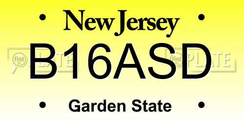 B16ASD New Jersey License Plate