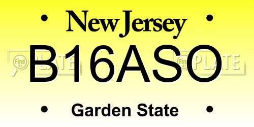 B16ASO New Jersey License Plate