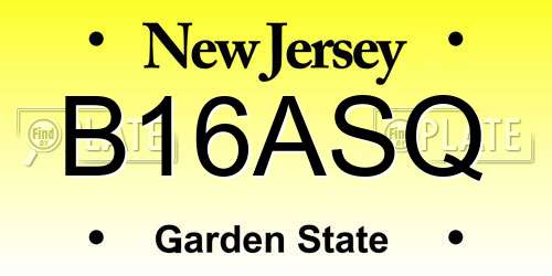 B16ASQ New Jersey License Plate