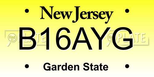 B16AYG New Jersey License Plate