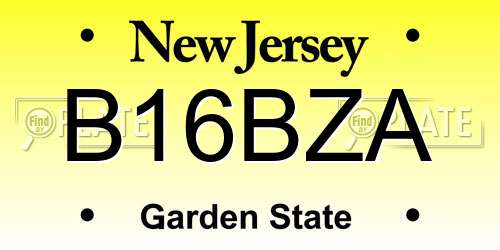 B16BZA New Jersey License Plate