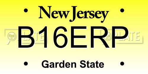 B16ERP New Jersey License Plate