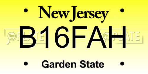 B16FAH New Jersey License Plate
