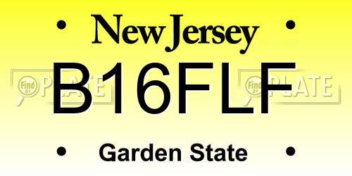 B16FLF New Jersey License Plate