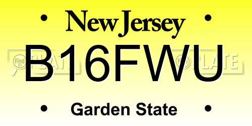 B16FWU New Jersey License Plate