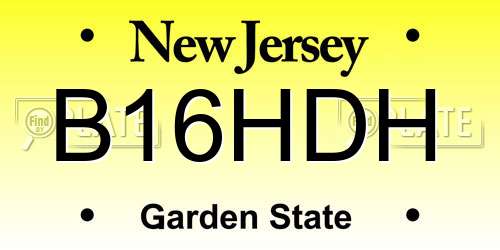 B16HDH New Jersey License Plate