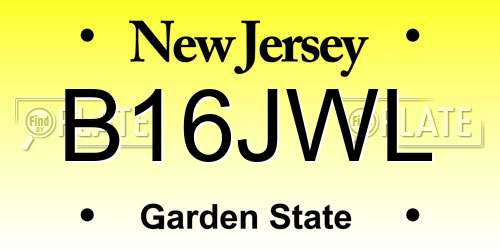 B16JWL New Jersey License Plate