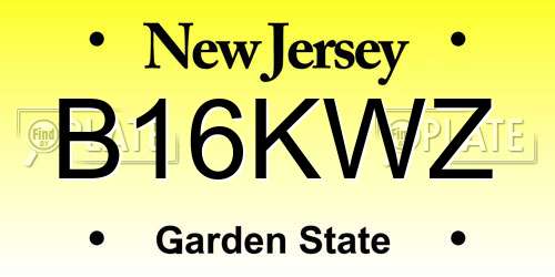 B16KWZ New Jersey License Plate
