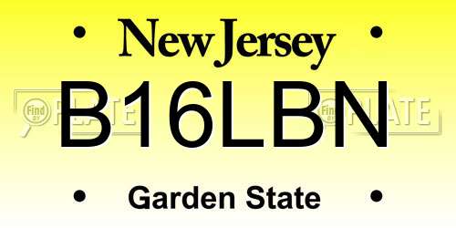 B16LBN New Jersey License Plate